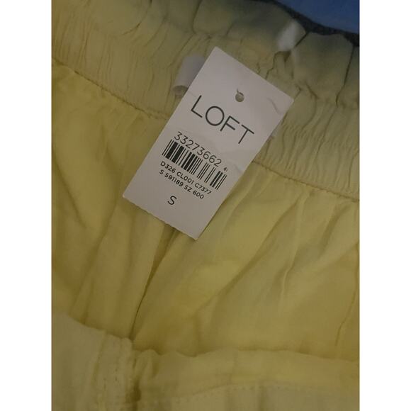 LOFT Paperbag Eyelet Shorts Women’s Small Bright Yellow Scallop Hem NWT Summer - Picture 8 of 8